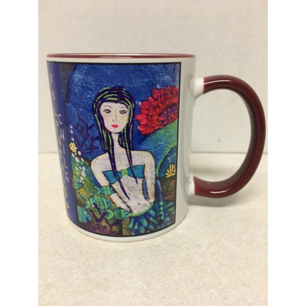 Exotic Art Ceramic Mug Signed Valparaiso Chile 12 oz